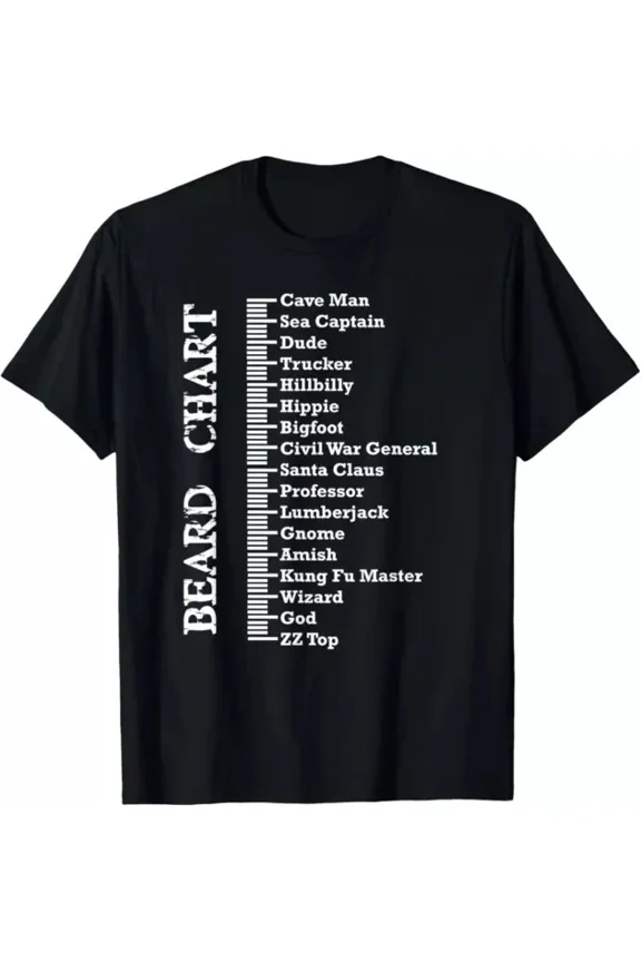 Hot Trending T-Shirt With Beard Measurement Chart Beard For Bearded Men Design Preview Only
