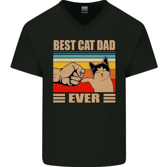 Hot Trending T-Shirt With Best Cat Dad Ever Funny Fathers Day Mens T-Shirt Design Preview Only