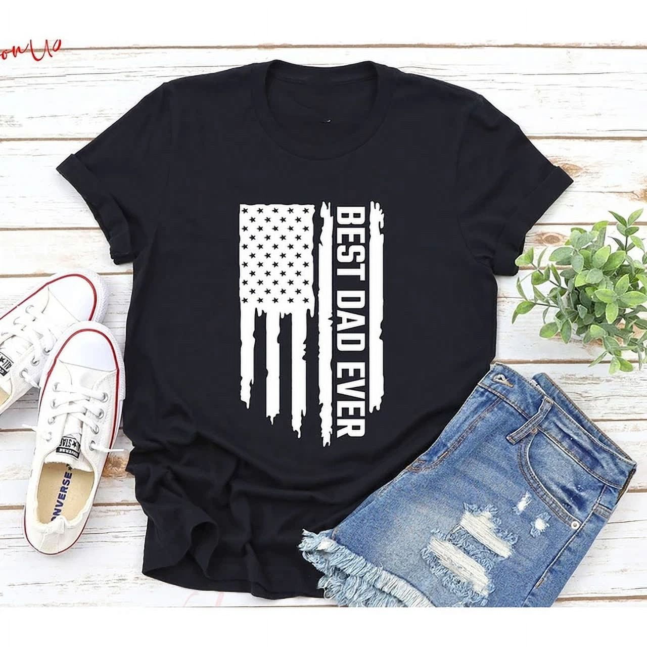 Hot Trending T-Shirt With Best Dad Ever American Flag, Father'S Day Tee ...