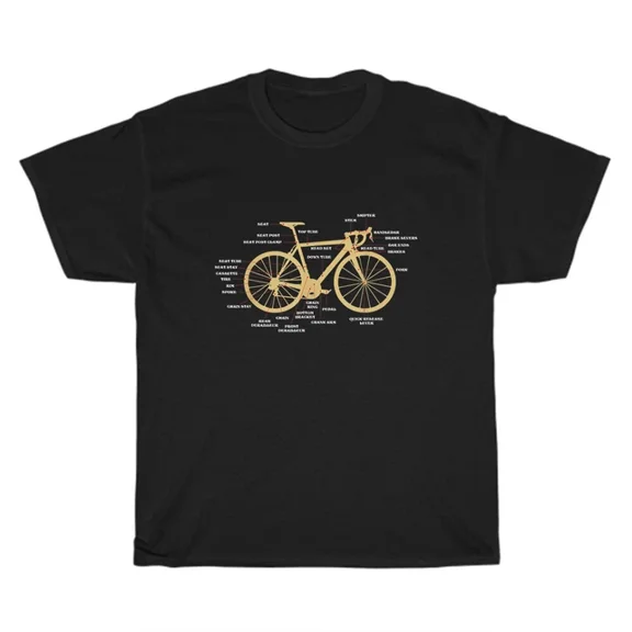 Hot Trending T-Shirt With - Bicycle Cycling Anatomy Road Bike Parts Biking Cyclist T-Shirt Unisex Tee Gift