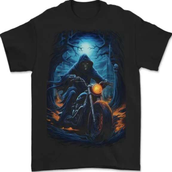 Hot Trending T-Shirt With Biker Motorcycle Motorbike Grim Reaper 4 T-Shirt Design Preview Only
