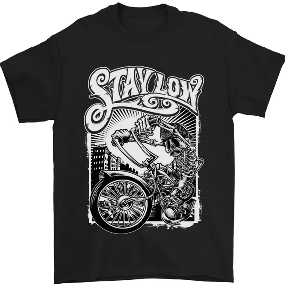 Hot Trending T-Shirt With Biker Stay Low Chopper Biker Motorcycle T-Shirt Design Preview Only