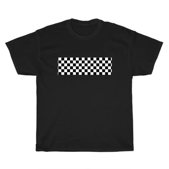 Hot Trending T-Shirt With Black And White Checkered Line Stripe Checker T-Shirt Unisex Tee Gift New
