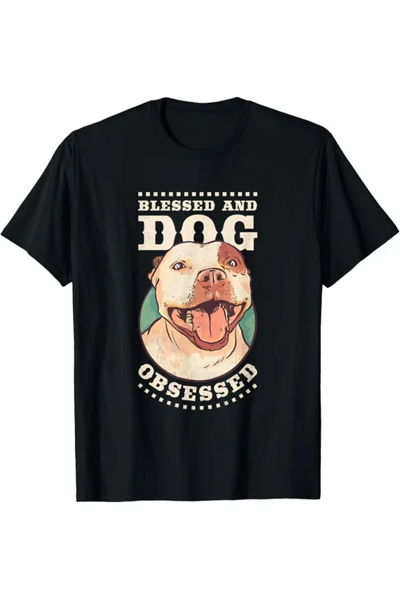 Hot Trending T-Shirt With Blessed And Dog Obsessed, Pitbull T-Shirt Design Preview Only