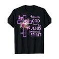 thumbnail image 1 of Hot Trending T-Shirt With Blessed By God Saved By Jesus Purple Floral Cross Christian 220G 100% Cotton T-S, 1 of 5