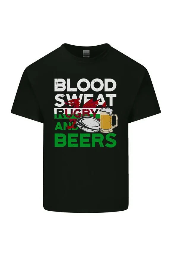 Hot Trending T-Shirt With Blood Sweat Rugby And Beers Wales Funny T-Shirt Design Preview Only
