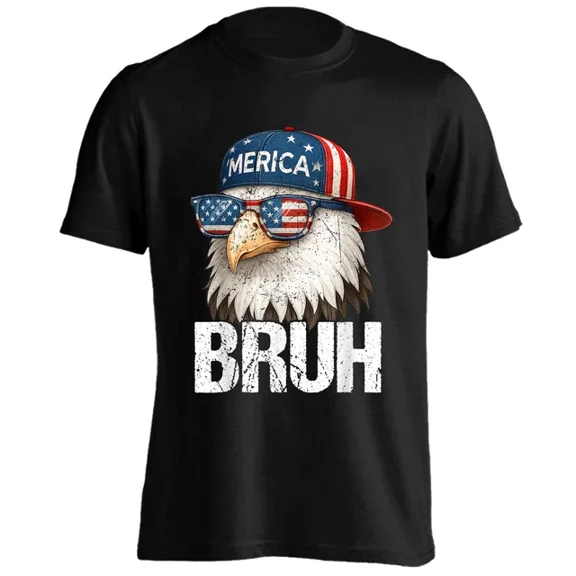 Hot Trending T-Shirt With Bruh Fourth 4Th Of July Eagle American Patriotic Mens Boys T-Shirt Design Preview Only