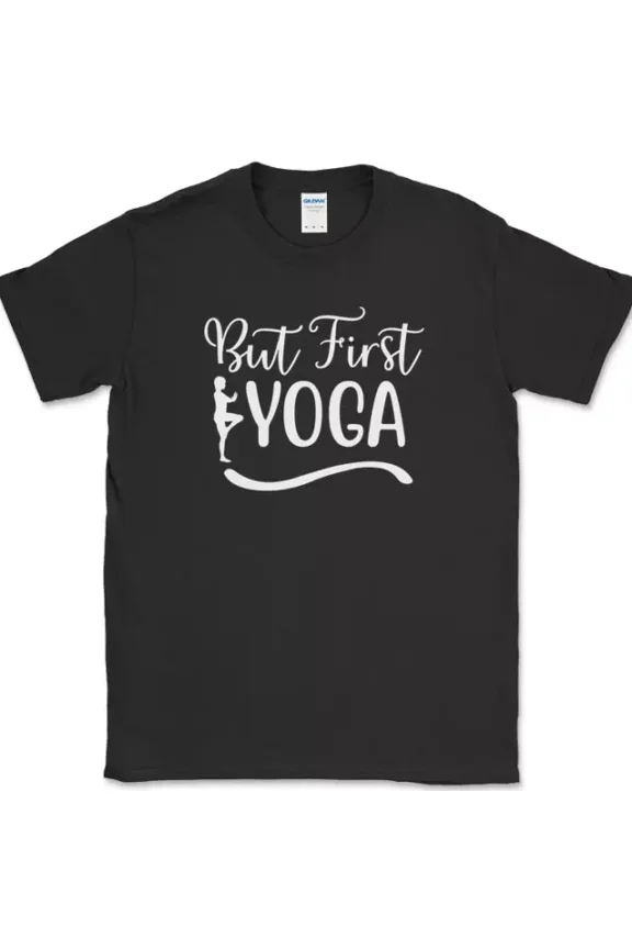 Hot Trending T-Shirt With But First Yogafunny Fitness Workout Gym Zen Design Preview Only