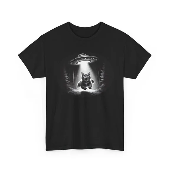 Hot Trending T-Shirt With Cat Abduction Shirt | Alien Fan T-Shirt S-5Xl | Ufo Inspired Graphic Tee