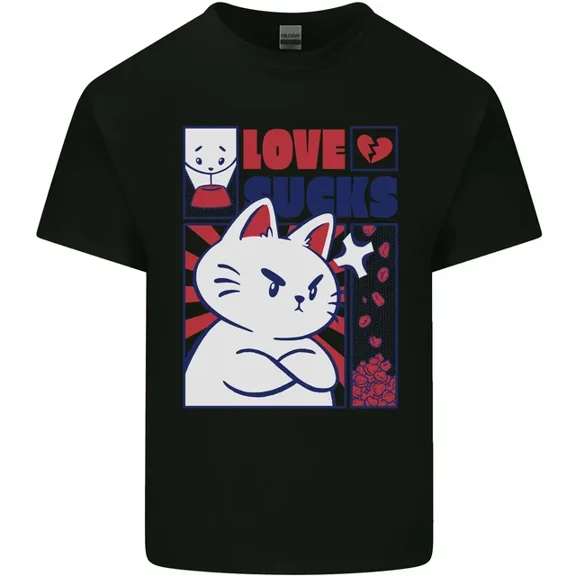 Hot Trending T-Shirt With Cat Love Sucks Anti Valentines Singles Day T-Shirt Design Preview Only