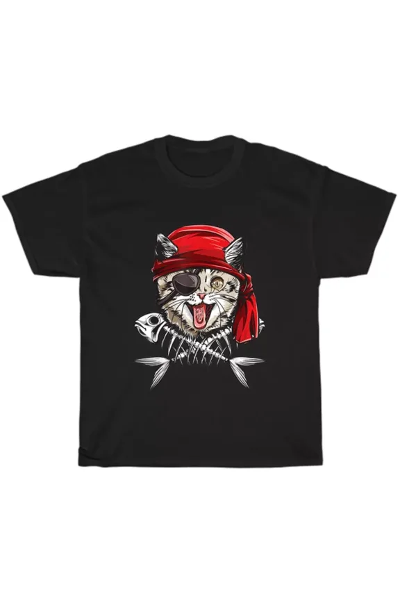 Hot Trending T-Shirt With Cat Pirate Skull Cats Kitten Pet Lover T-Shirt Unisex Tee Gift New