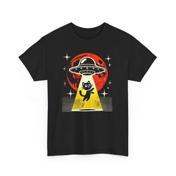 Hot Trending T-Shirt With Cat & Ufo Alien T-Shirt S-5Xl | | Cat Abduction Shirt | Alien Shirt | Cat Tee