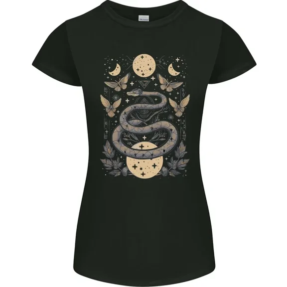 Hot Trending T-Shirt With Celestial Snakes & Butterfies Pagan Earth Moon T-Shirt Design Preview Only