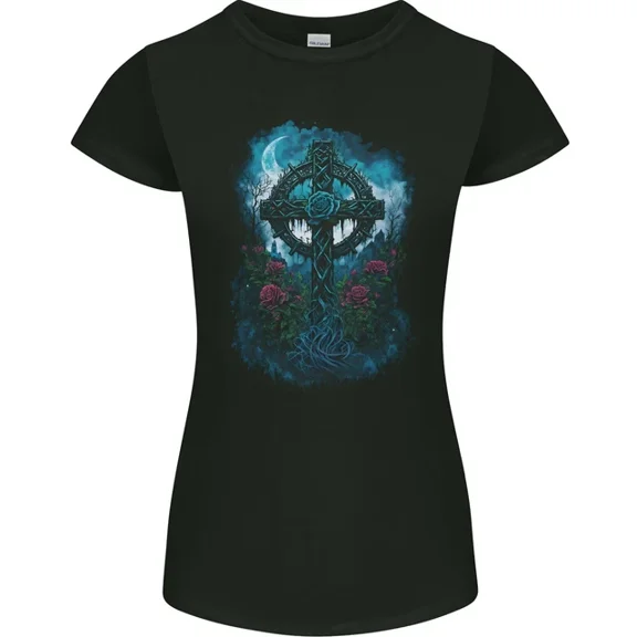 Hot Trending T-Shirt With Celtic Cross In A Gothic Graveyard T-Shirt Design Preview Only