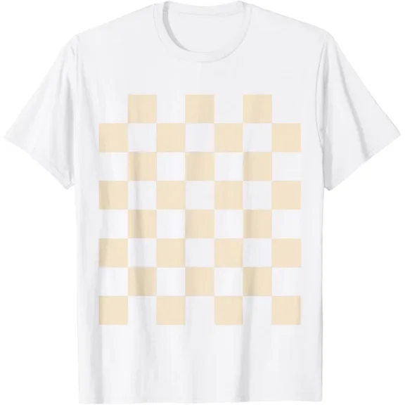 Hot Trending T-Shirt With Checkerboard Beige Checkered Design Preview Only