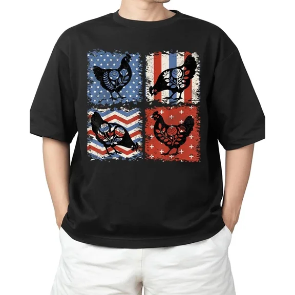 Hot Trending T-Shirt With Chicken Usa Flag 4Th Of July Chicken Lover T-Shirt Design Preview Only