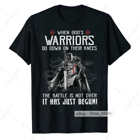 Hot Trending T-Shirt With Christian Knight Templar The Battle Just Begun T-Shirt Men Warrior Of God Tee