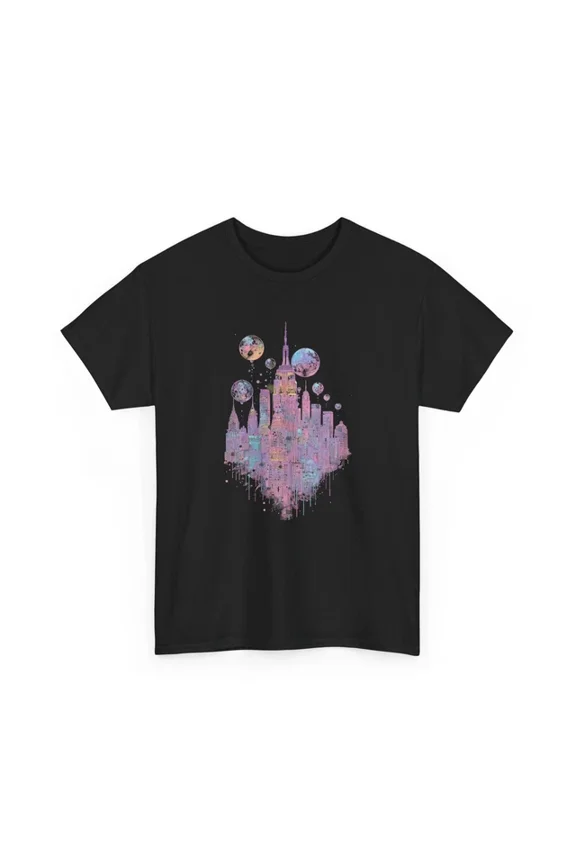 Hot Trending T-Shirt With City Skyline T-Shirt S-5Xl | Urban Streetwear Tee | Iridescent City Bubble Shirt