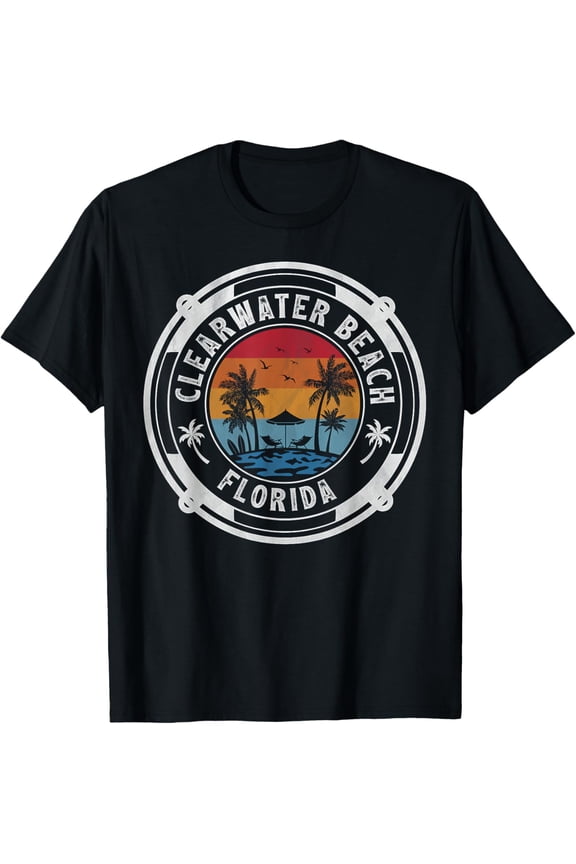 Hot Trending T-Shirt With Clearwater Beach Florida Summer Vacation Vintage Sunset