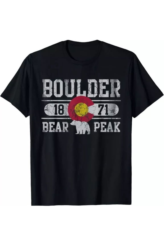 Hot Trending T-Shirt With Colorado State Bear Peak Boulder Vintage Distressed Design Preview Only