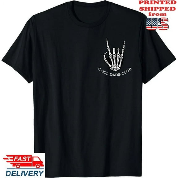 Hot Trending T-Shirt With Cool Dads Club Skeleton Rock Pocket Fathers Day T-Shirt, Print Front,Unisex Tee Design Preview Only