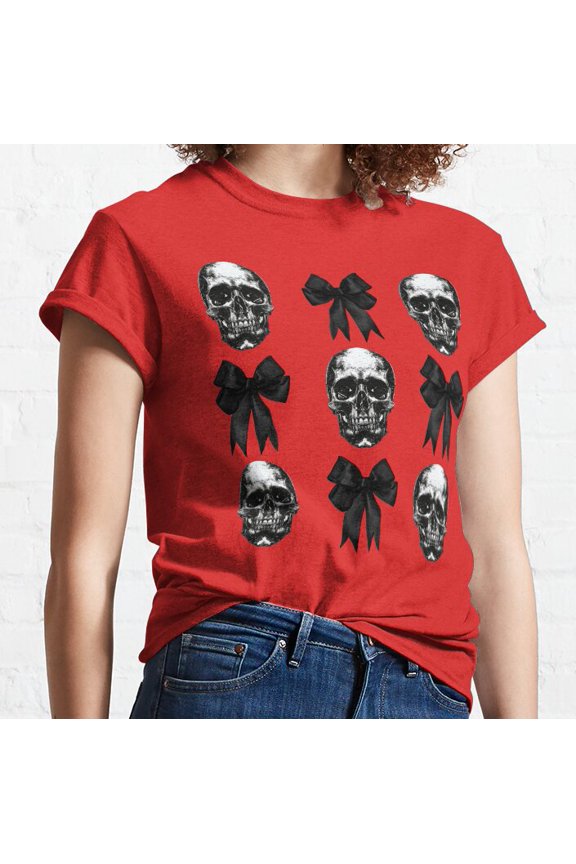 Hot Trending T-Shirt With Coquette And Goth Skull And Bows Design Preview Only