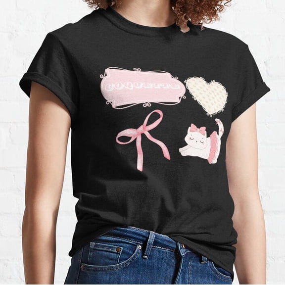 Hot Trending T-Shirt With Coquette Pink Cat Design Preview Only