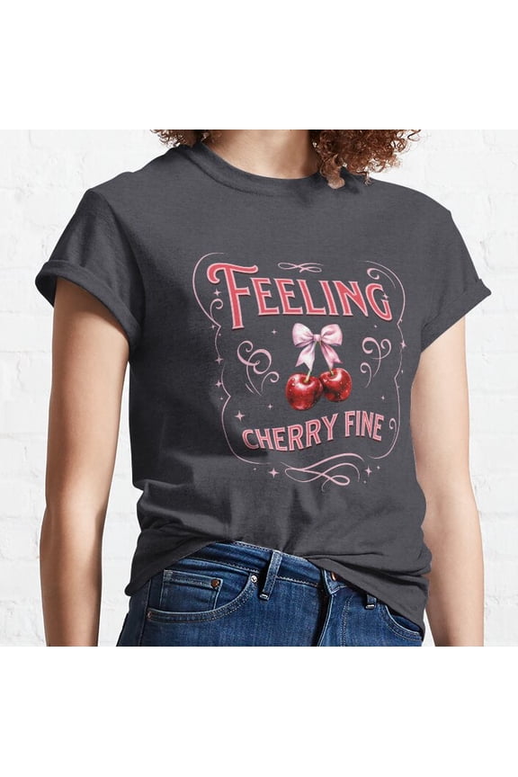 Hot Trending T-Shirt With Coquette Pink Cherry Aesthetic Design Preview Only
