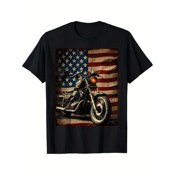 Hot Trending T-Shirt With Cotton Soft Breathable Motorcycle Usa Retro Biker T-Shirt For Men, Fun Diy