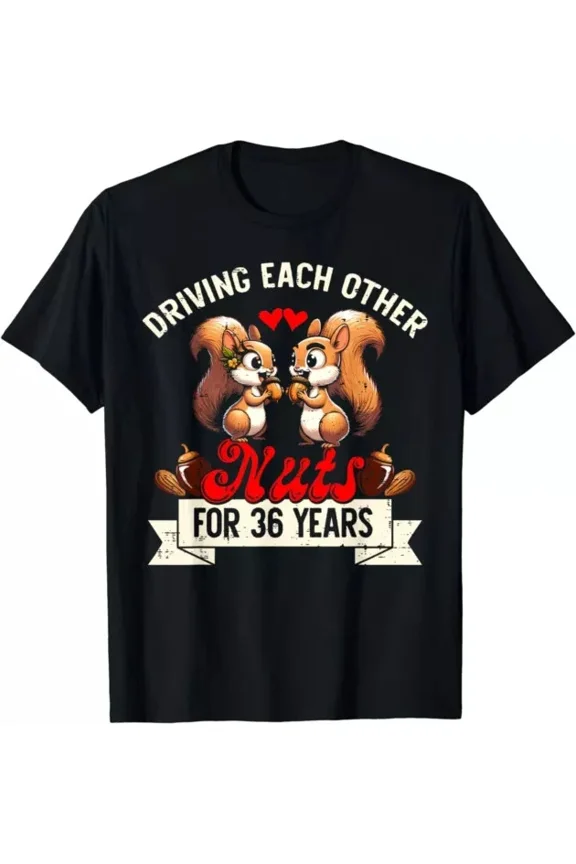Hot Trending T-Shirt With Couples Married 36-Year Funny 36Th Wedding Anniversary. Design Preview Only