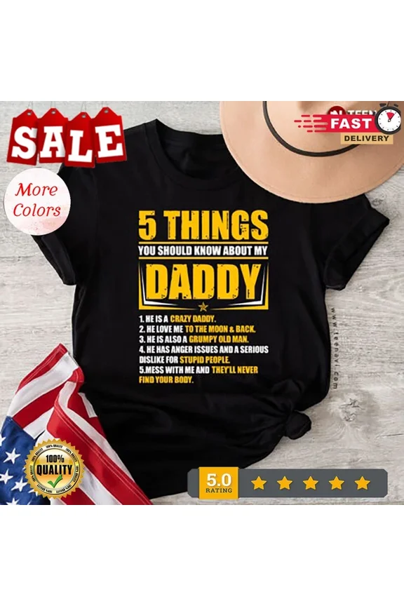 Hot Trending T-Shirt With Crazy Grumpy Daddy List Design Preview Only
