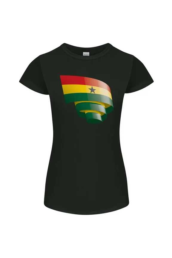 Hot Trending T-Shirt With Curled Ghana Flag Ghanaian Day Football T-Shirt Design Preview Only