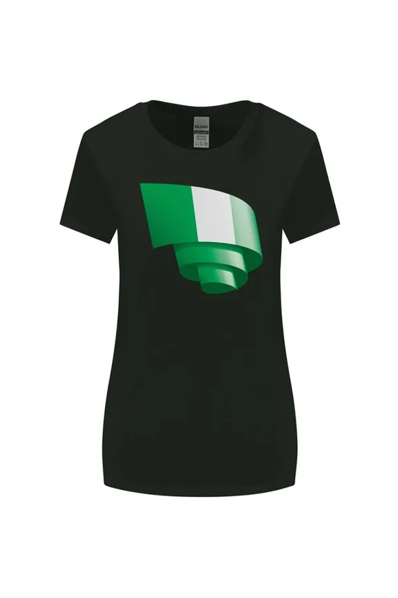 Hot Trending T-Shirt With Curled Nigeria Flag Nigerian Day Football T-Shirt Design Preview Only