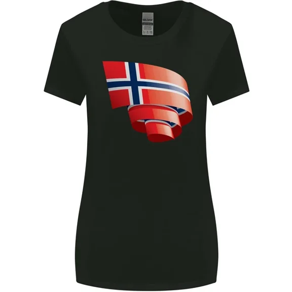Hot Trending T-Shirt With Curled Norway Flag Norwegian Day Football T-Shirt Design Preview Only
