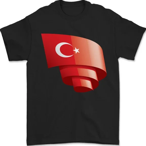 Hot Trending T-Shirt With Curled Turkey Flag Turkish Day Football T-Shirt Design Preview Only