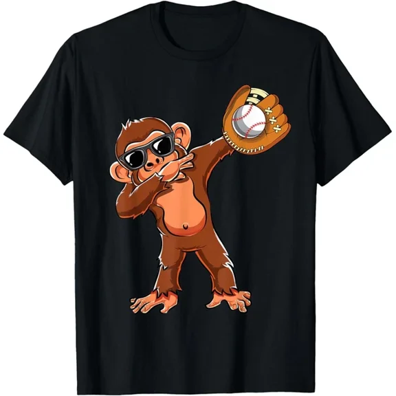 Hot Trending T-Shirt With Cute Dabbing Monkey Lovers Dab Baseball Girls Boys Gifts T-Shirt Design Preview Only