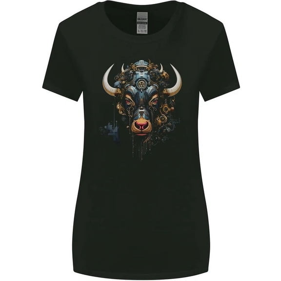 Hot Trending T-Shirt With Cyberbull Cyborg Bull Steampunk Fantasy Cow T-Shirt Design Preview Only