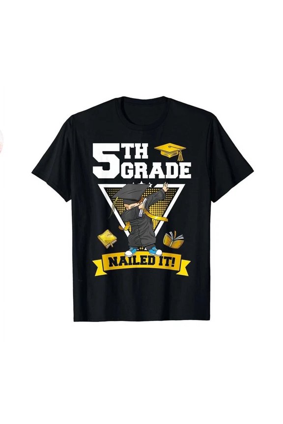 Hot Trending T-Shirt With Dabbing Graduation 5Th Grade Nailed It Clof 2024 Design Preview Only