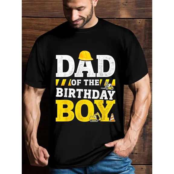 Hot Trending T-Shirt With Dad Of The Birthday Boy Print Men'S Casual Short Sleeve T-Shirt,