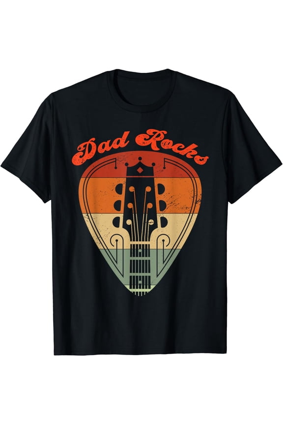 Hot Trending T-Shirt With Dad Rocks Guitar Vintage Retro Father'S Day Matching