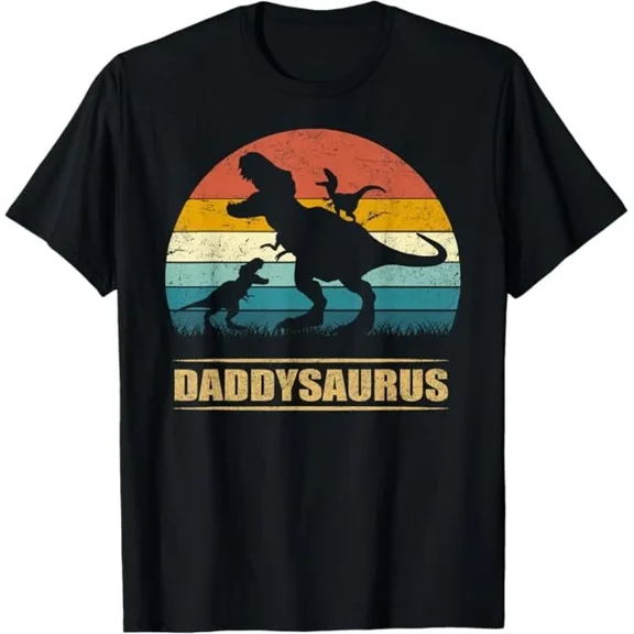 Hot Trending T-Shirt With Daddy Dinosaur Daddysaurus 2 Two Funny Father'S Day Dad T-Shirt Design Preview Only