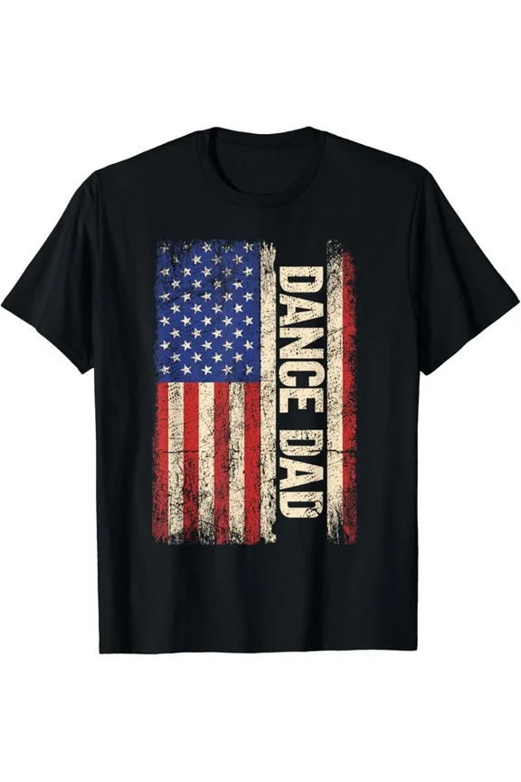 Hot Trending T-Shirt With Dance Dad Us American Flag Dancer Dancing Father Men Design Preview Only