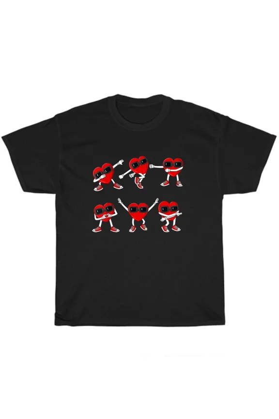 Hot Trending T-Shirt With Dancing Hearts Dab Dance Dabbing Valentines Day T-Shirt Unisex Tee Gift