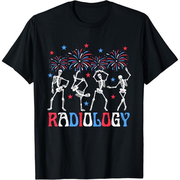 Hot Trending T-Shirt With Dancing Skeleton Radiology X-Ray Tech Patriotic 4Th Of July T-Shirt Design Preview Only