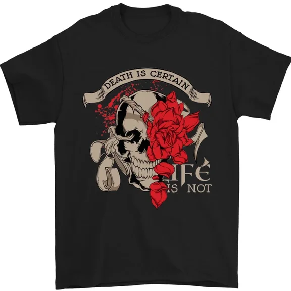 Hot Trending T-Shirt With Death Is Certain Life Is Not Roses T-Shirt Design Preview Only