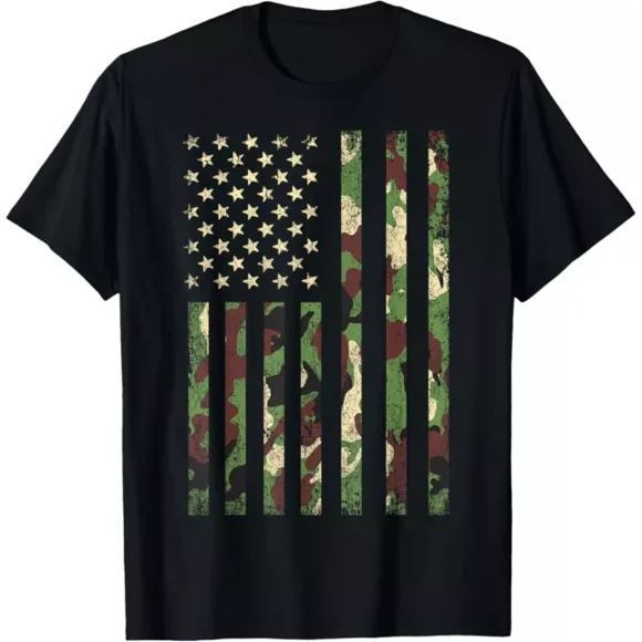 Hot Trending T-Shirt With Desert Camo American Flag Military Tactical Camouflage Usa Design Preview Only