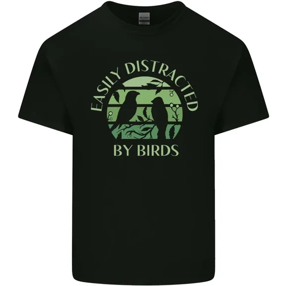 Hot Trending T-Shirt With Distracted By Birds Funny Birdwatching Birding T-Shirt Design Preview Only