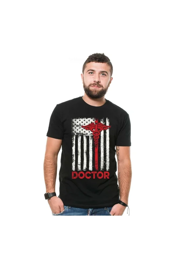 Hot Trending T-Shirt With Doctor Patriotic Doctor Usa Flag Mens Doctor Drs For Him Men Design Preview Only