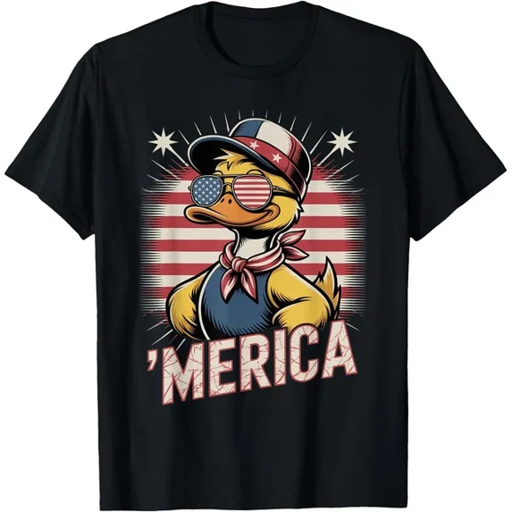 Hot Trending T-Shirt With Duck American Flag 4Th Of July Patriotic Sunglasses Costume T-Shirt Design Preview Only