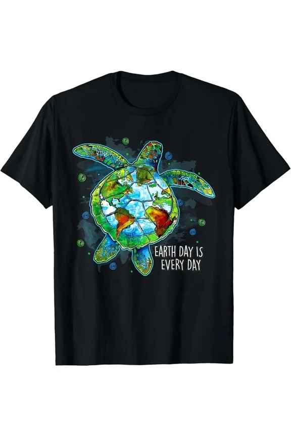 Hot Trending T-Shirt With Earth Day Is Every Day Funny Sea Turtle Animal Saving Earth T-Shirt Design Preview Only